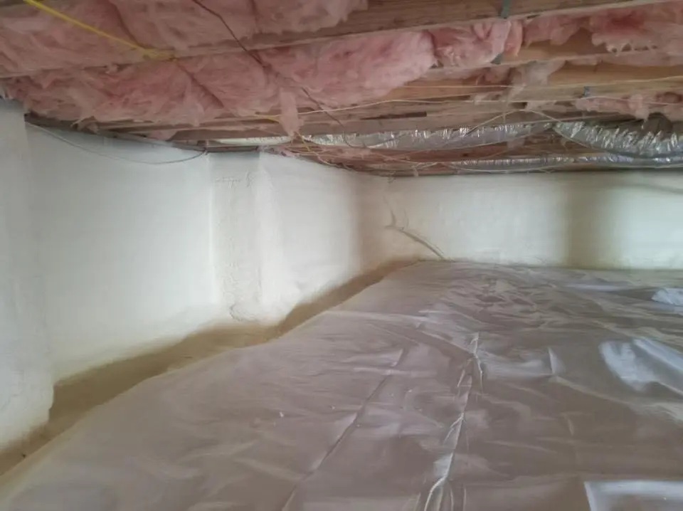 Crawl space encapsulation with closed-cell spray foam for Roof Leak Repair in Cortland